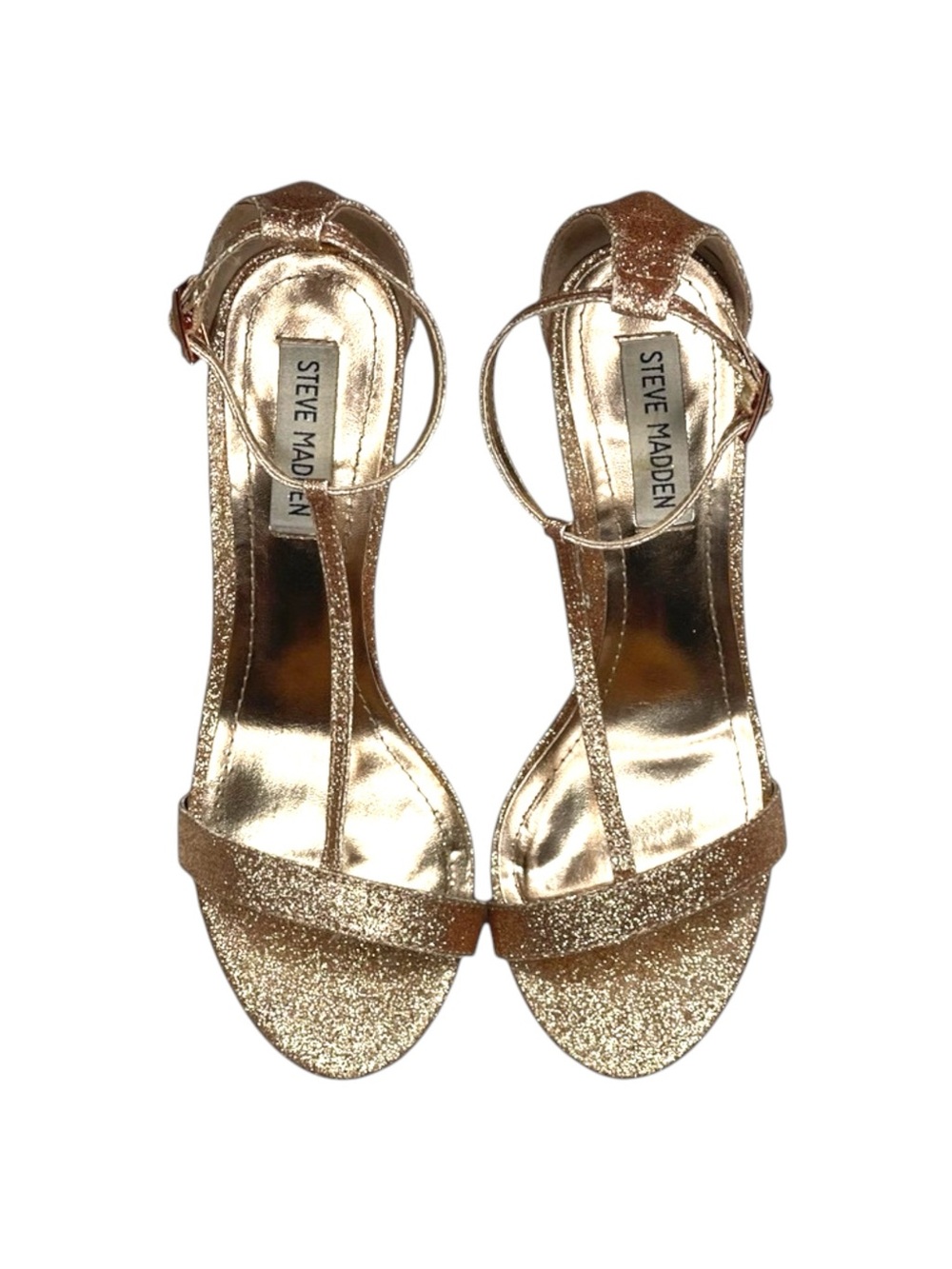 Steve Madden  Red Carpet Glittery Ankle Strap Stiletto Heel Sandals  Rose Gold - Picture 11 of 16